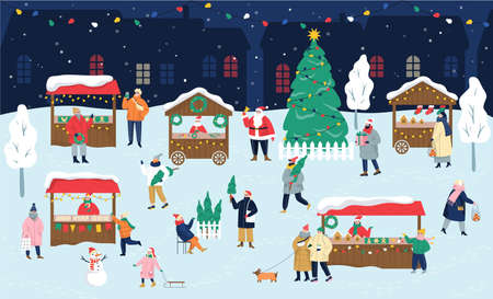 Christmas candy market. A xmas vector illustrationのイラスト素材