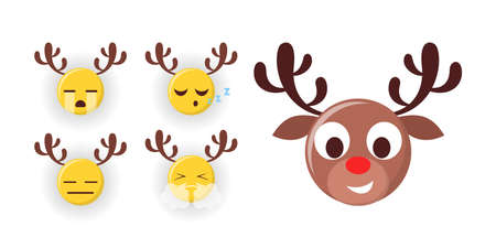 Set of vector illustration of funny christmas emoji.のイラスト素材