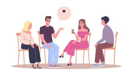 People talking to psychologist. People talking about their problem and emotionのイラスト素材