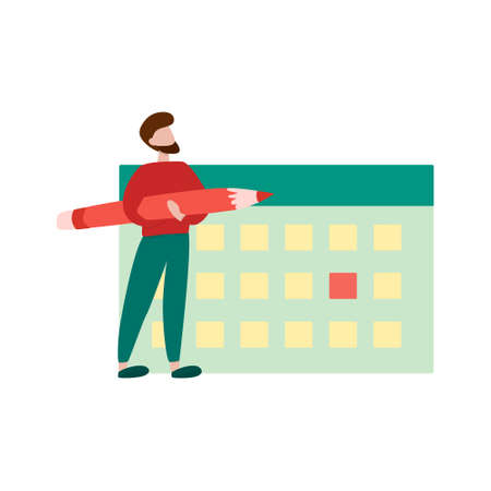 Businessman planning. Time management concept. Making a week schedule.のイラスト素材
