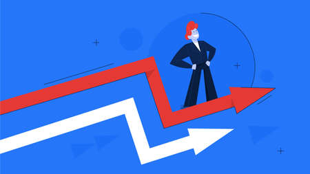 Leadership concept. Idea of teamwork and guidance. Professional leads workers to business success. Isolated flat vector illustrationのイラスト素材