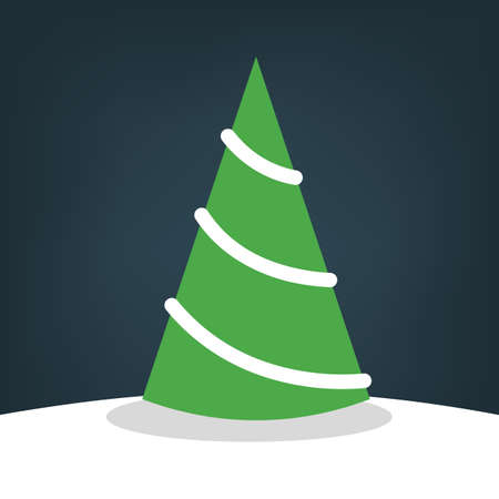 Christmas tree on the snow. Green fir for christmas and new year celebration. Isolated flat vector illustrationのイラスト素材