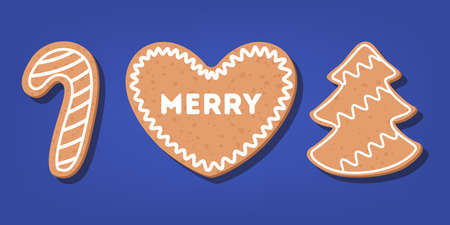 Set of traditional sweet baked christmas cookie. Gingerbread for celebration table. Delicious...