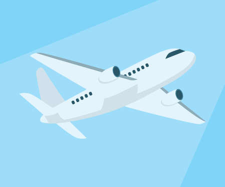 Plane flying high in the sky. Idea of flying and aviation. Isolated flat illustrationのイラスト素材