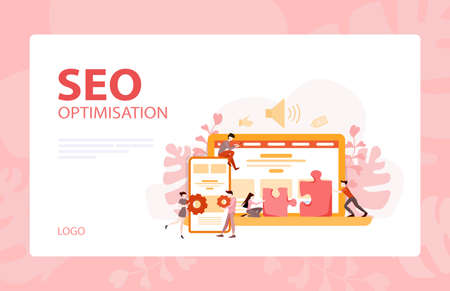 Website development banner. Web page programming and making responsive interface on computer. Vector illustration in cartoon styleのイラスト素材