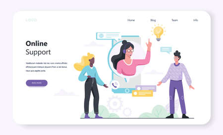 Online support web banner concept. Idea of customer service.のイラスト素材