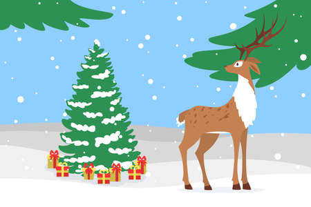 Cute merry xmas postcard decoration. Greeting card for Christmas decoration.のイラスト素材