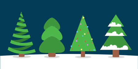Christmas tree set. Collection of green fir for christmasのイラスト素材