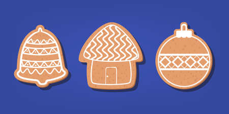 Set of traditional sweet baked christmas cookie. Gingerbreadのイラスト素材