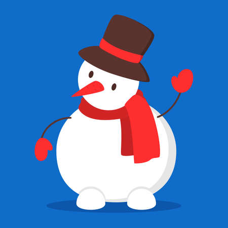Funny cute snowman character in red Santa hat. Christmasのイラスト素材