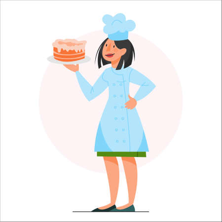 Collection of people in apron making tasty dishのイラスト素材