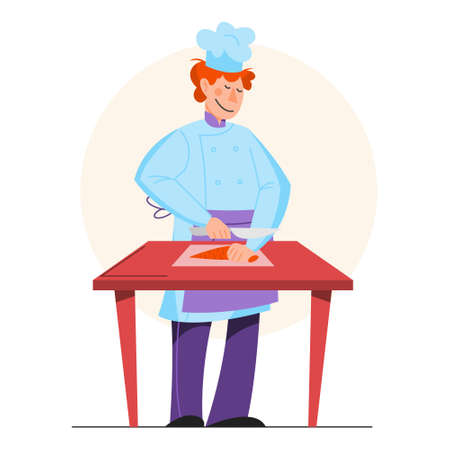 Collection of people in apron making tasty dishのイラスト素材