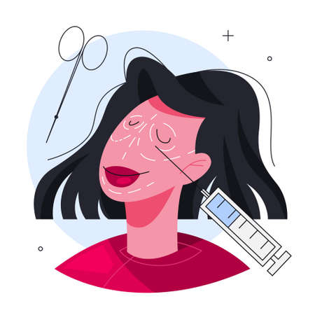 Plastic surgery concept. Idea of body and face correction.のイラスト素材