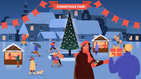 Christmas market vector illustration. Festive food and holidayのイラスト素材