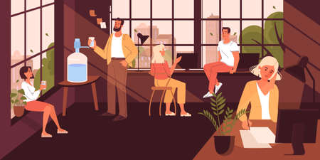 Coworking space. Business people work in team. Workersのイラスト素材