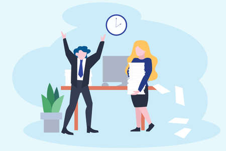 Stress at work and deadline concept. Idea of many workのイラスト素材