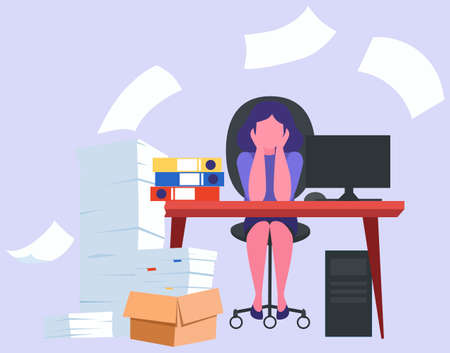 Stress at work and deadline concept. Idea of many workのイラスト素材