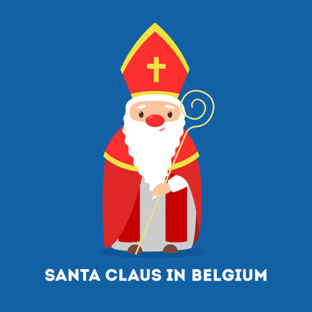 Cute funny Santa Claus wearing national costume of Belgium.のイラスト素材