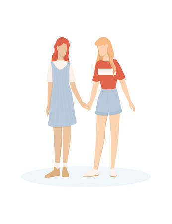 Vector illustration of cute romantic couple. Same sex couple and lgbtq characterのイラスト素材