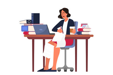 Stress at work and deadline concept. Idea of many workのイラスト素材