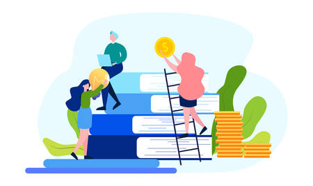 Business teamwork concept. Idea of partnership and cooperation. Connection and communication. Bringing ideas and profit. Isolated illustration in cartoon styleのイラスト素材