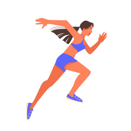 Vector illustration of female athlete sprinting. Running competition.のイラスト素材