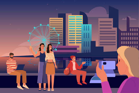 Millennials generation z representation. Social group concept, generation type. Happy young people...