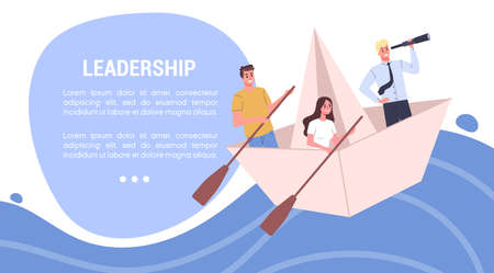 Business teamwork concept set. Office characters work in team with leader.のイラスト素材