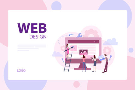Mobile app and web development banner concept set.のイラスト素材