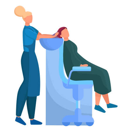 Beauty center service concept. Beauty salon visitors having diffrent procedure. Female character in salon. Hair treatment and styling. Isolated vector illustrationのイラスト素材