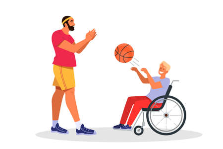 Volunteer help people concept. Charity community support disabled peopleのイラスト素材