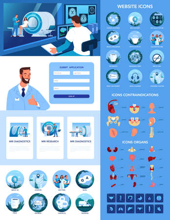 Magnetic resonance imaging advert banner or website set.のイラスト素材