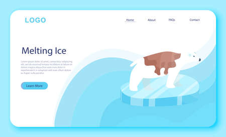 Global warming concept. Polar bear on melting iceのイラスト素材