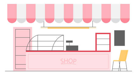 Empty store interior. Counter, shelves and expositionのイラスト素材