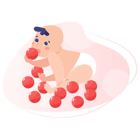 Baby boy isolated vector illustration. Beautiful baby in diaperのイラスト素材