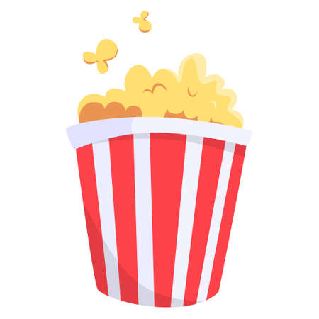 Popcorn box vector illustration. Tasty snake for movie watching.のイラスト素材