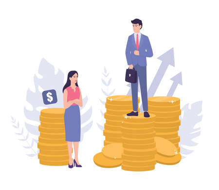 Business sexism concept. Gender gap and inequal payment.のイラスト素材