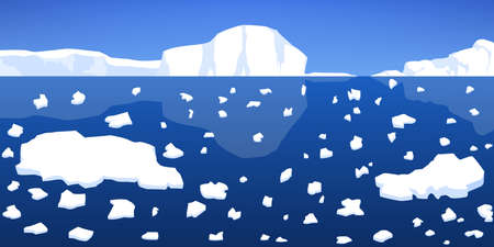 Global warming concept. Polar ocean with melting ice.のイラスト素材
