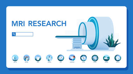 Magnetic resonance imaging website header. Medical research and diagnosis.のイラスト素材