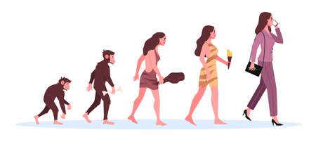 Evolution of woman. From monkey to businesswoman.
