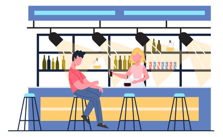 Bar or cafe with alcohol drinks. Beer and wine.のイラスト素材
