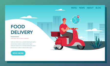 Food delivery web banner set. Online delivery concept.のイラスト素材
