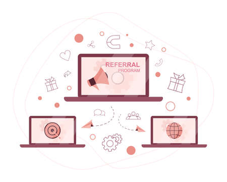 Referral program concept. Referral marketing and business partnershipのイラスト素材