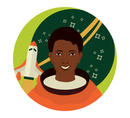 Black history month concept. Famous Afro American astronautのイラスト素材