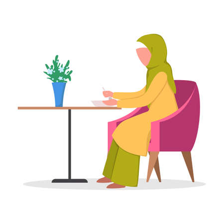 Muslim woman wearing a hijab and traditional arabian clothesのイラスト素材