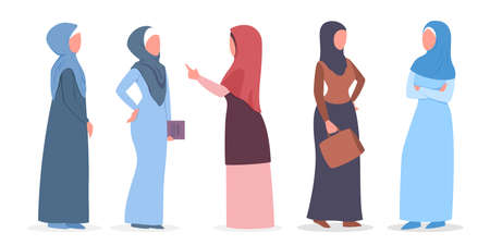 Muslim woman talk to each other. Arabian business womanのイラスト素材