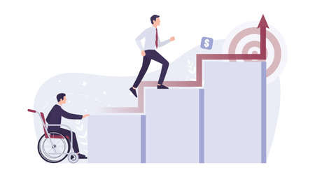 Recruitment ableism concept. Young disabled businessman cantのイラスト素材
