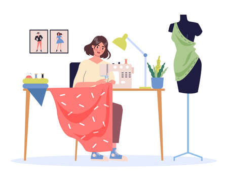 Female fashion designer at her work place. Young womanのイラスト素材