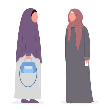 Muslim woman talk to each other. Arabian business womanのイラスト素材