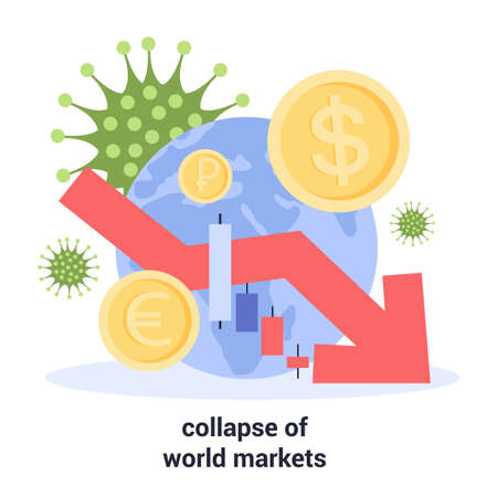 World market collapse from Coronavirus pandemia. World currency fallのイラスト素材